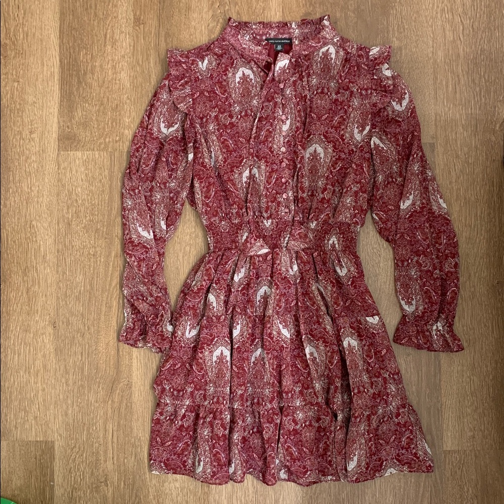 Saks Fifth Avenue Burgundy Paisley Dress Size Medium